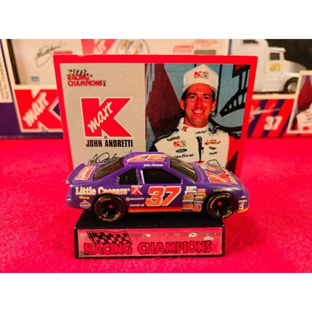 JOHN ANDRETTI‎ NASCAR TRANSPORTER BUNDLE w/MATCHING STOCKCAR & PLAYER CARD
